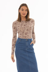 Pink Paisley Printed Round Neck T-Shirt