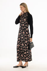 Pink Paisley Scalloped Trim Maxi Dress
