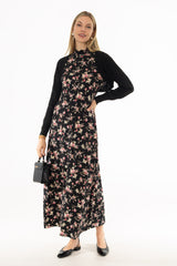 Pink Paisley Scalloped Trim Maxi Dress
