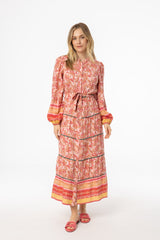 Pink Paisley Tiered Maxi Dress