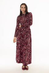 Pink Paisley Turtleneck Maxi Dress
