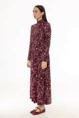 Pink Paisley Turtleneck Maxi Dress