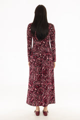 Pink Paisley Turtleneck Maxi Dress