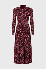 Pink Paisley Turtleneck Maxi Dress