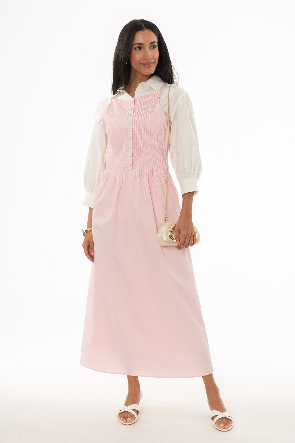 Pink Pintuck Cotton Maxi Jumper – BLANK