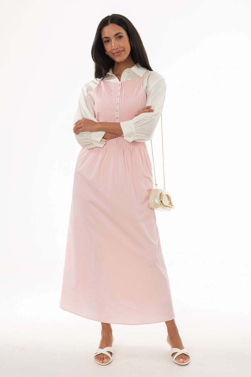 Pink Pintuck Cotton Maxi Jumper – BLANK