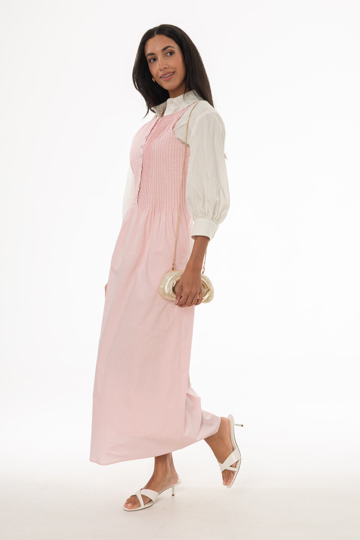 Pink Pintuck Cotton Maxi Jumper – BLANK
