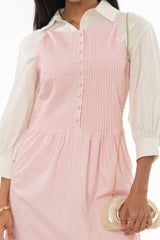 Pink Pintuck Cotton Maxi Jumper