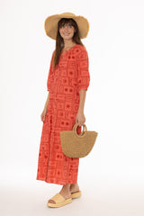 Pink Printed Button Down Maxi Dress