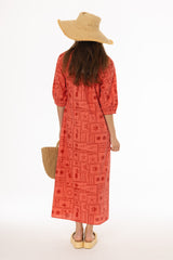 Pink Printed Button Down Maxi Dress