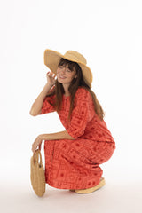 Pink Printed Button Down Maxi Dress