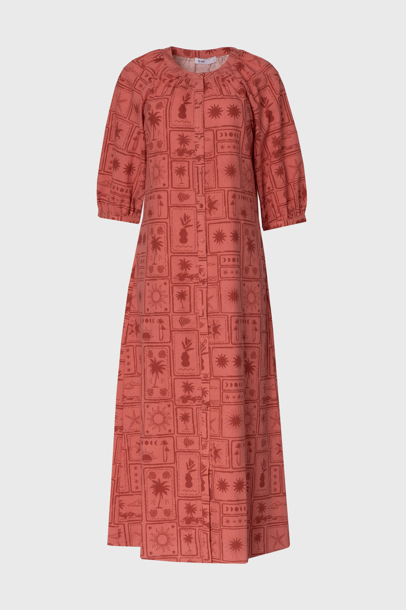 Pink Printed Button Down Maxi Dress – BLANK