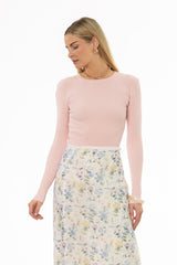 Pink Ribbed Knit Top