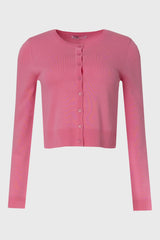 Pink Round Neck Knit Cardigan