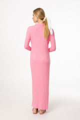 Pink Ruched Cardi Maxi Dress