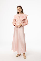 Pink A-Line Satin Effect Maxi Skirt