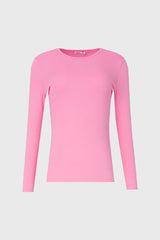 Pink Solid Round Neck Long Sleeve T-Shirt