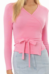 Pink Solid Wrap T-Shirt