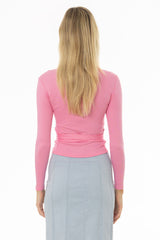 Pink Solid Wrap T-Shirt