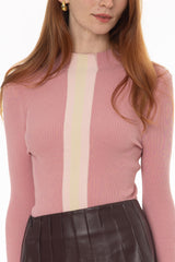 Pink Striped Knit Turtleneck