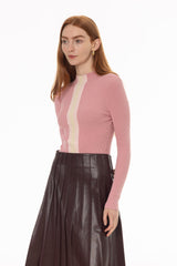 Pink Striped Knit Turtleneck