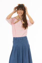 Pink Striped Contrast T-Shirt