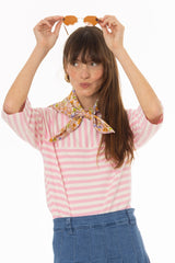 Pink Striped Contrast T-Shirt