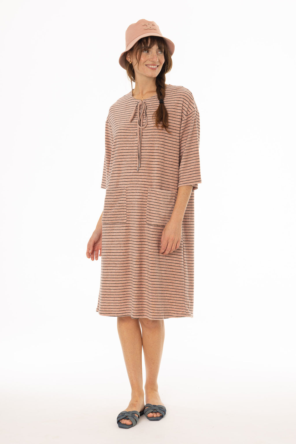 Pink Striped Terry Dress BLANK Pink Striped Terry Dress BLANK