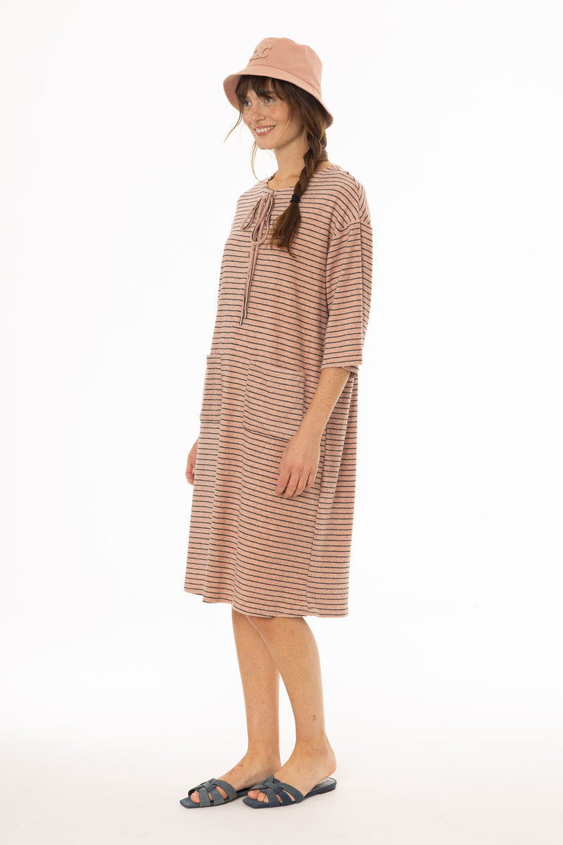 Pink Striped Terry Dress  BLANK