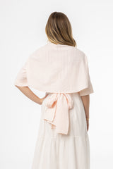 Pink Striped Wrap Blouse