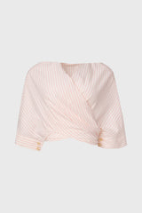 Pink Striped Wrap Blouse