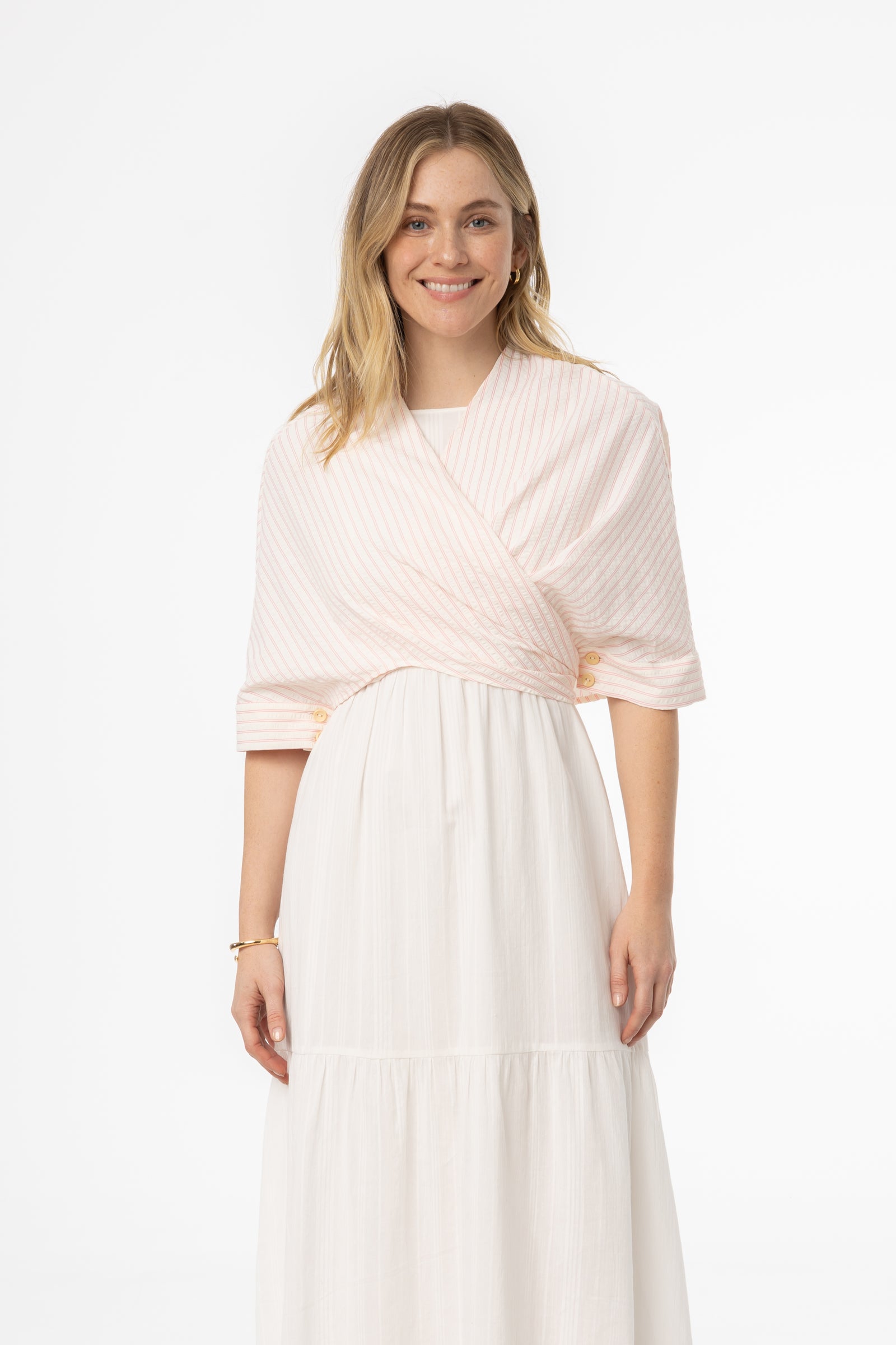 Pink Striped Wrap Blouse – BLANK