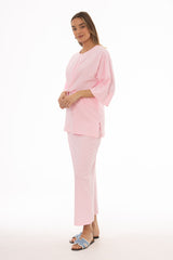 Pink Textured Skirt Legging