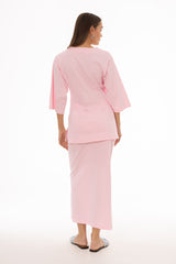 Pink Textured Skirt Legging