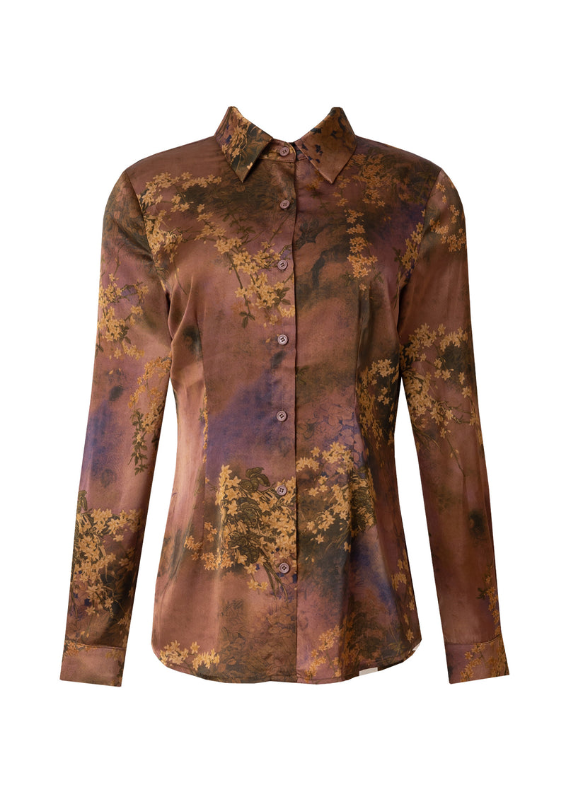 Plum Floral Silk Blouse