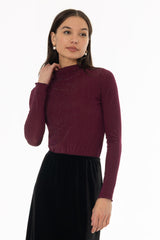 Plum Sparkle Seamless Mock Neck Top