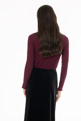 Plum Sparkle Seamless Mock Neck Top