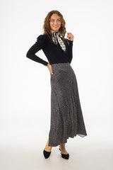 Black Polka Dot Asymmetrical Flare Skirt
