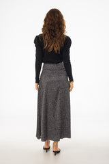 Black Polka Dot Asymmetrical Flare Skirt