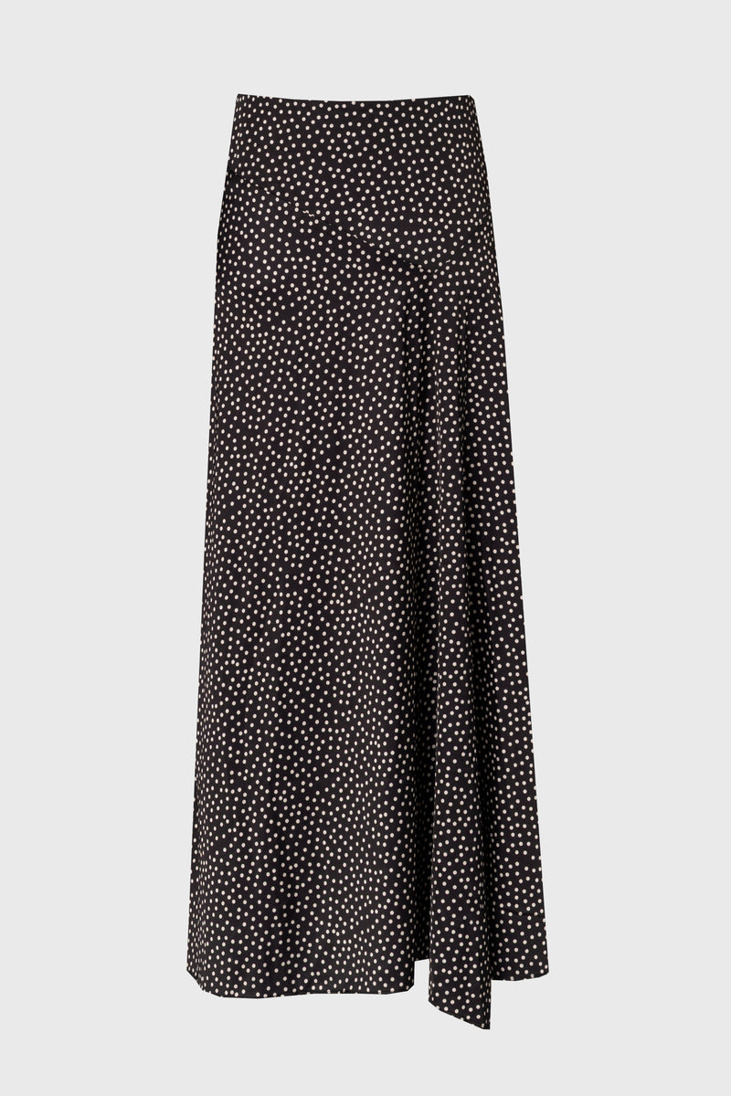 Black Polka Dot Asymmetrical Flare Skirt