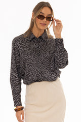 Black Polka Dot Printed Blouse