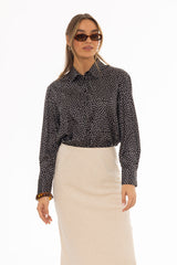 Black Polka Dot Printed Blouse