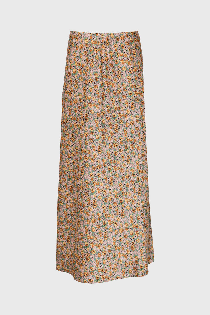 Green Floral Printed Slip Skirt