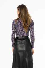 Purple Floral Mock Neck Top