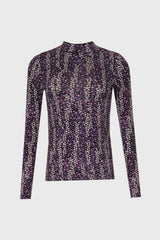 Purple Floral Mock Neck Top