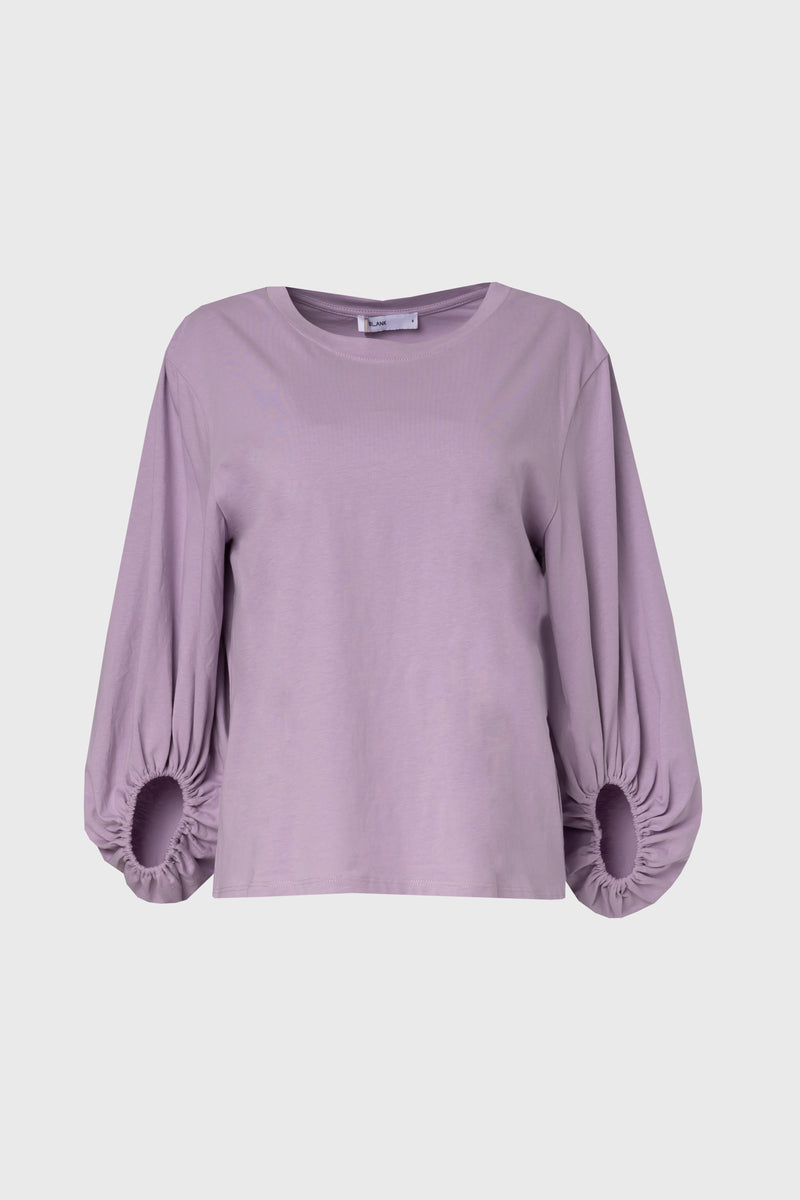 Purple Gathered Sleeve T-Shirt