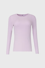 Purple Solid Round Neck Long Sleeve T-Shirt