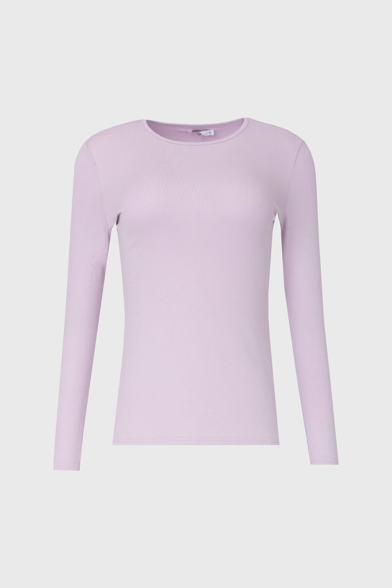 Purple Solid Round Neck Long Sleeve T-Shirt