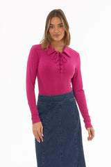 Raspberry Drawstring Polo T-Shirt