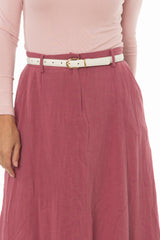 Raspberry Paneled Linen Feel Maxi Skirt